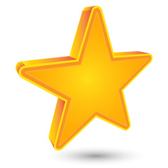 Golden star 3D icon isolated on white background. vector illustration
