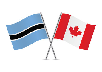 Botswana and Canada flags.Vector illustration.