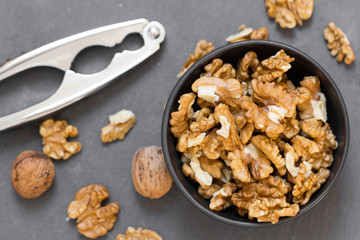 walnuts in bowl top view