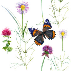 summer flowers seamless pattern