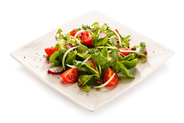 Vegetable salad on white background