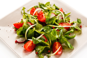 Vegetable salad on white background