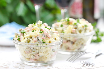 Russian traditional salad Olivier