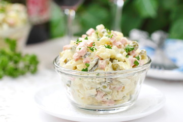 Russian traditional salad Olivier