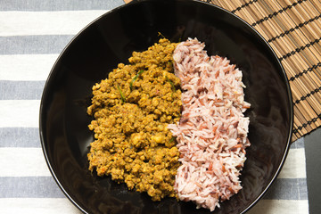 Pork yellow curry paste on a table