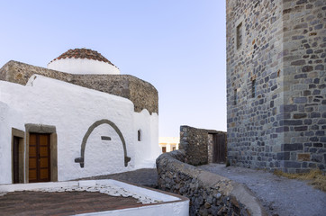 Architecture of the monastery of Saint John the Theologian in Patmos island, Dodecanese, Greece 
