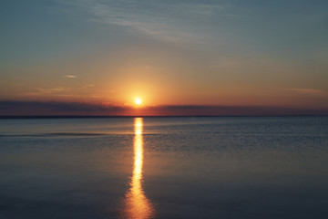 Fototapeta na wymiar summer sunset on the gulf of finland on baltic sea