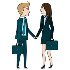 businesspeople with portfolio avatars characters