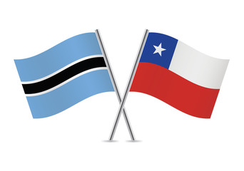 Botswana and Chile flags.Vector illustration.