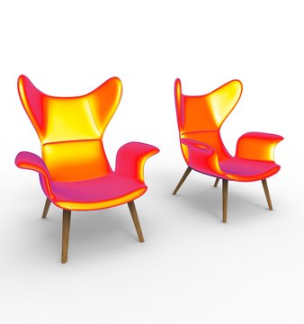 3d illustration of chair. white background isolated. icon for game web.