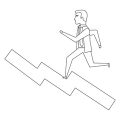 businessman running in statistics avatar character