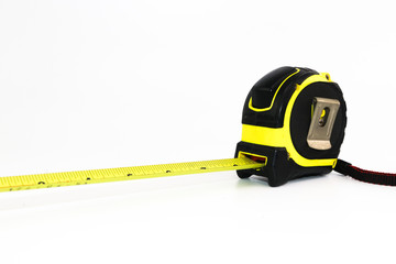 Yellow measuring tape with hand strap rope