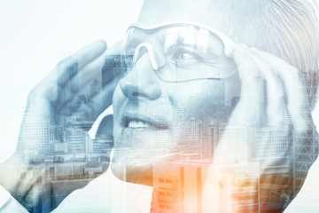 businessman vision concept with caucasian doctor wear glasses