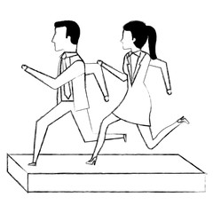 businesspeople running avatars characters