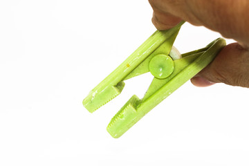 Old of colorful plastic clip for clothes