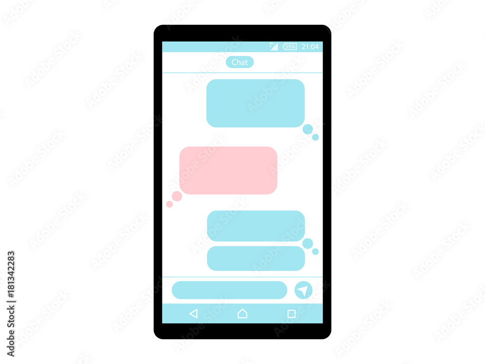 Poster vector phone chat interface. sms messenger. speech bubbles. short message service bubbles. flat inte