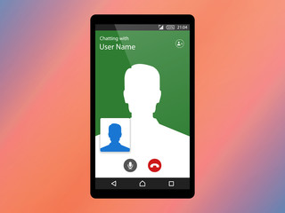 Video Call ,Incoming call on smartphone screen. Calling service. smart phone, touch screen. Modern concept for web banners, web sites, info graphics. Creative flat design vector illustration