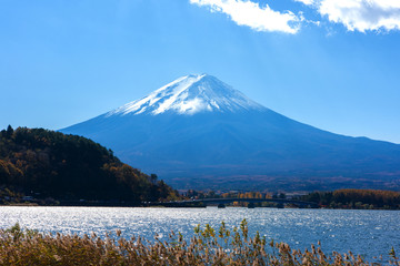 Fototapeta na wymiar Fuji, Japan - Lake Kawaguchiko is one of the best places in Japan