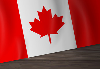 canada flag on wooden background