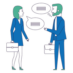 businesspeople with speech bubbles avatars characters