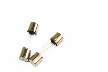 Small fuse with silver head on whte background