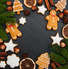 Christmas ginger and honey colorful cookies