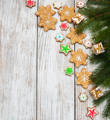 Christmas ginger and honey colorful cookies