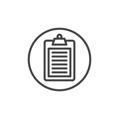 Clipboard line icon, outline vector sign, linear style pictogram isolated on white. Document list symbol, logo illustration. Editable stroke