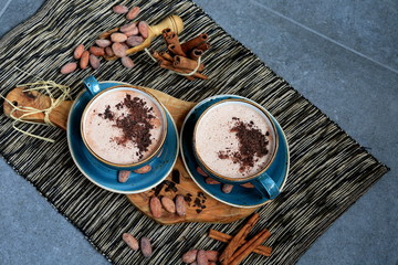 Hot cocoa with milk and chocolate