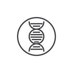 DNA molecule line icon, outline vector sign, linear style pictogram isolated on white. Deoxyribonucleic acid symbol, logo illustration. Editable stroke