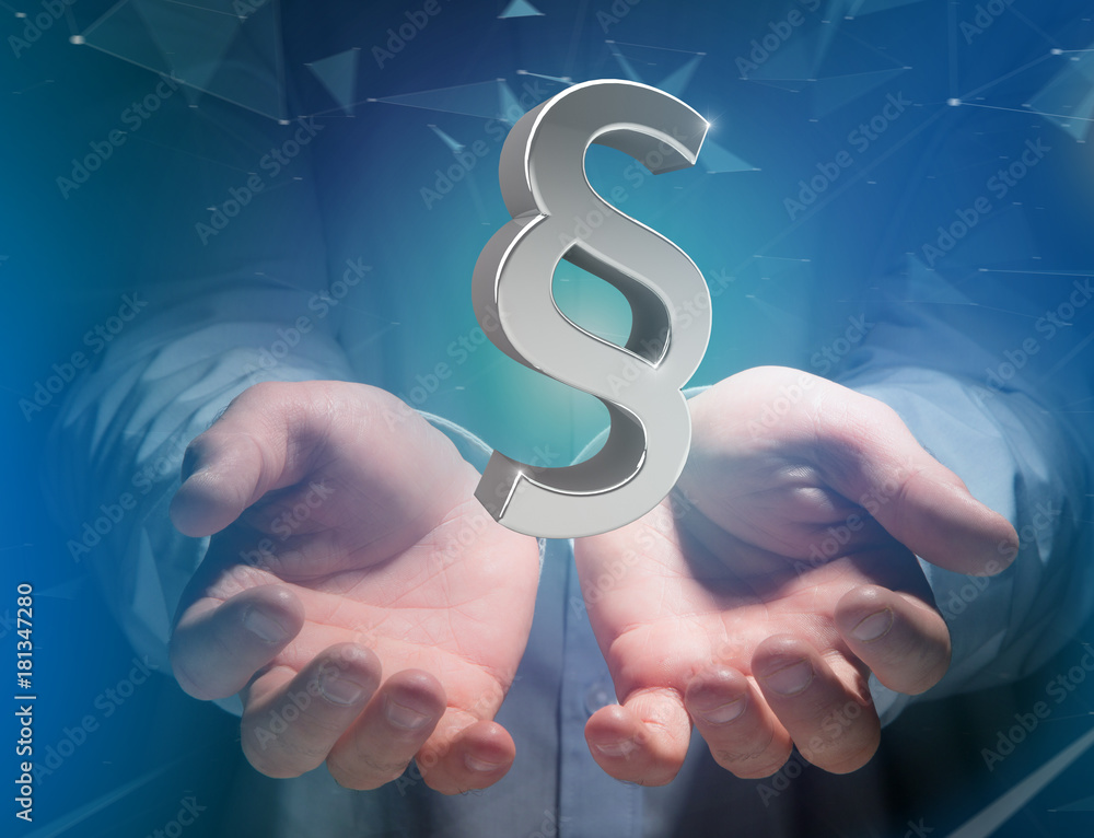 Poster justice and law symbol displayed on a futuristic interface - 3d rendering