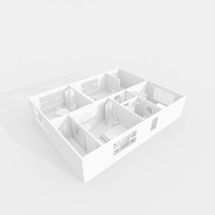 3d interior rendering of furnished home apartment 2560