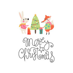 Fototapeta na wymiar Merry Christmas greeting card