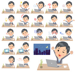 Gray Suit Businessman_desk work／同じシリーズはtoyotoyoポートフォリオ内から「親しみ　デフォルメ」と検索してください