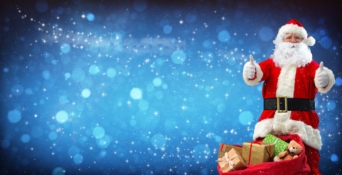 Santa Claus with a bag full of presents