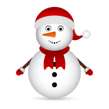 Christmas Snowman on white background 