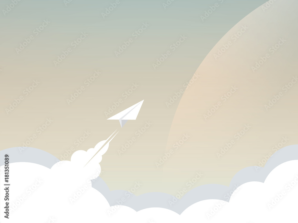 Poster startup business vector concept with rocket or spaceship flying up. artistic abstract modern style.