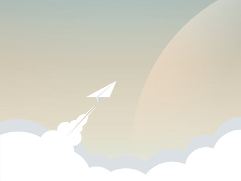 Startup business vector concept with rocket or spaceship flying up. Artistic abstract modern style.