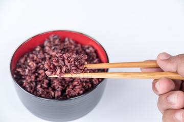 brown rice in the bowl