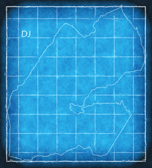 Djibouti map blue print artwork illustration silhouette