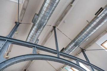 Part of the air circulation system in the industrial premises of the factory
