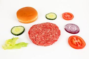 Zutaten für einen Hamburger