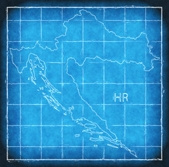 Croatia map blue print artwork illustration silhouette