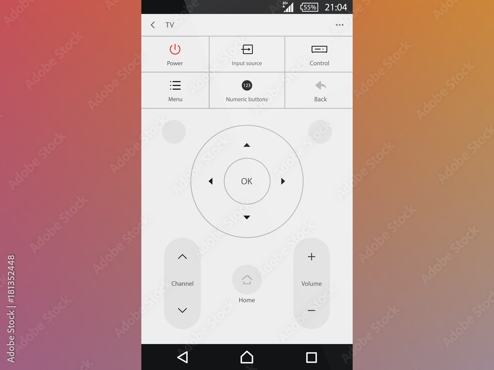 Poster tv set controlled via smartphone with wifi. interface concept smartphone remote control app cellphon