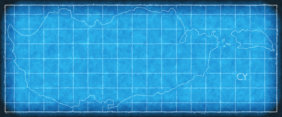 Cyprus map blue print artwork illustration silhouette