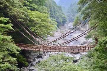 日本 徳島県 三好市 祖谷渓（いやだに、いやけい）祖谷渓谷 かずら橋 Japan Shikoku Tokushima Miyoshi city Iya Valley vine bridge