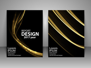 Brochure with futuristic light wave. Report, flyer, business layout, presentation template A4 size. Vector illustration.