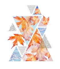 Ingelijste posters Abstract autumn geometric poster. © Tanya Syrytsyna