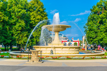 fountain in Ogród Saski - Saxon Garden, the oldest public park in Warsaw, Poland