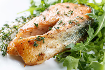 Roasted atlantic salmon .